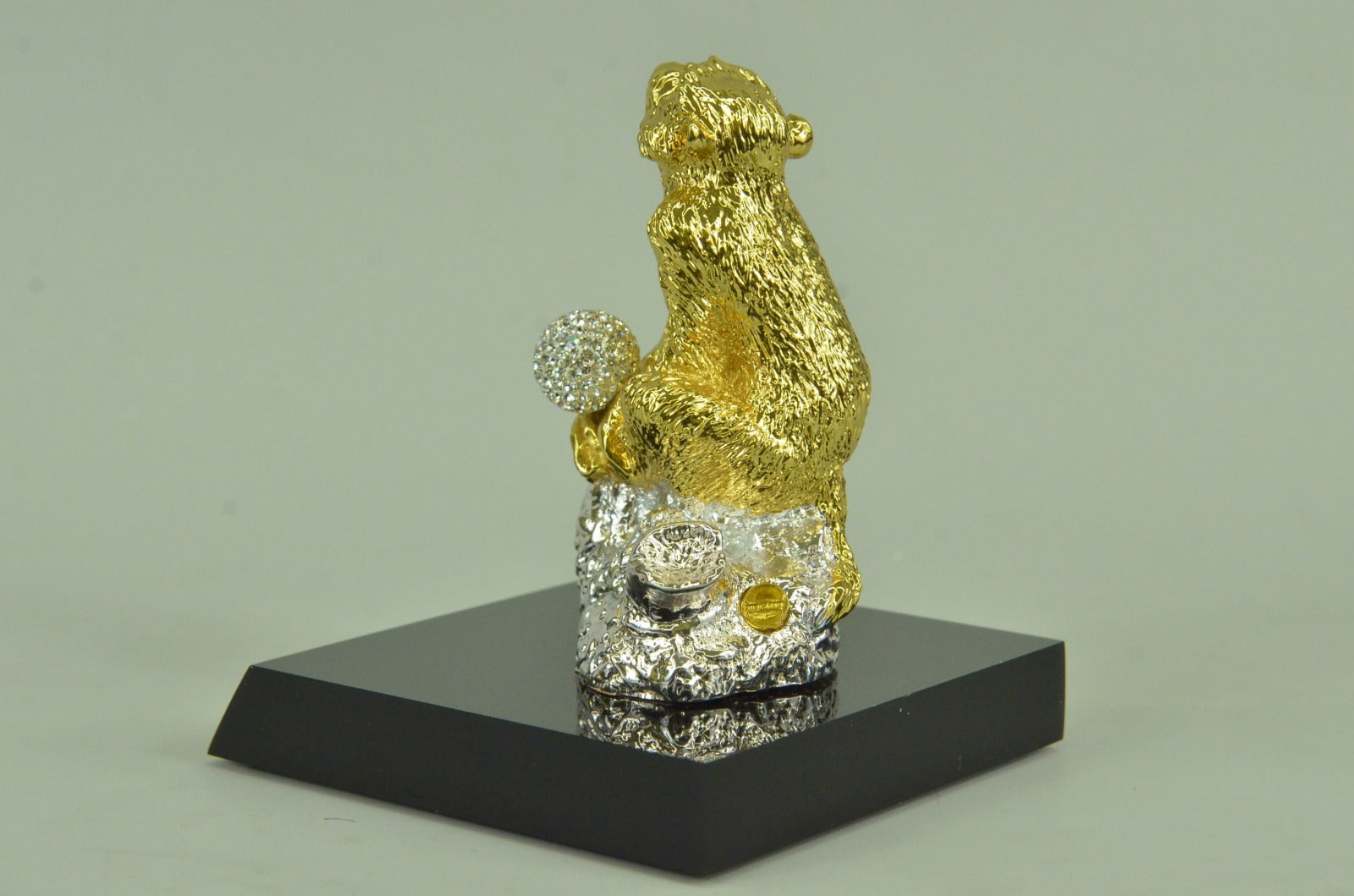 Handcrafted Chinese Zodiac Monkey with Swarovski Crystal Bronze 24K Gold Statue