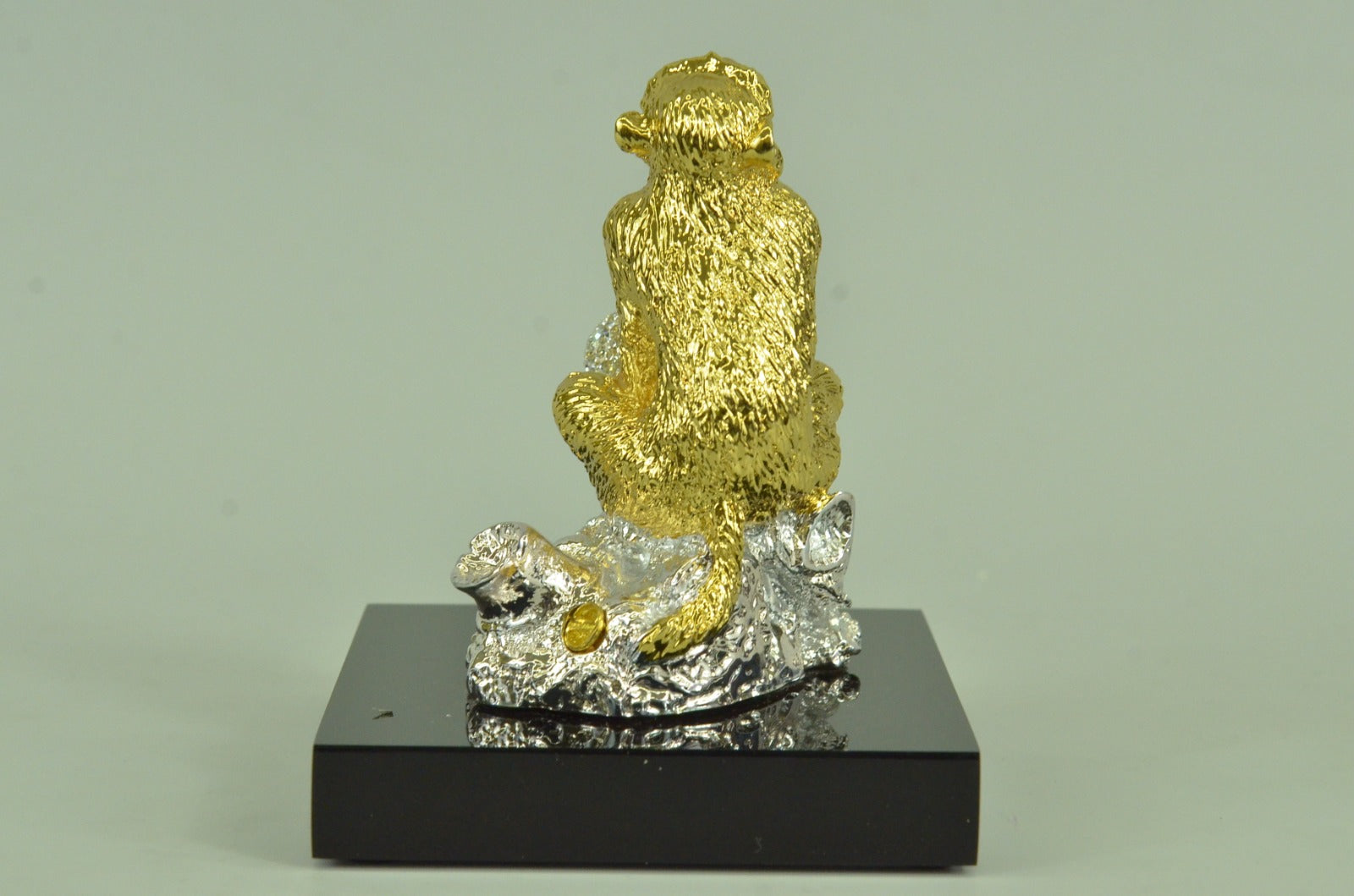 Handcrafted Chinese Zodiac Monkey with Swarovski Crystal Bronze 24K Gold Statue