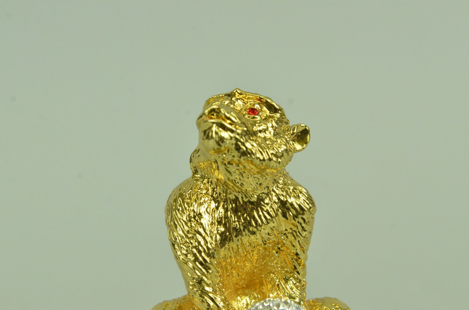 Handcrafted Chinese Zodiac Monkey with Swarovski Crystal Bronze 24K Gold Statue