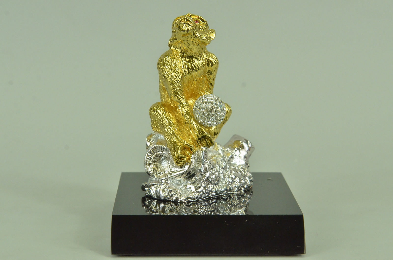 Handcrafted Chinese Zodiac Monkey with Swarovski Crystal Bronze 24K Gold Statue