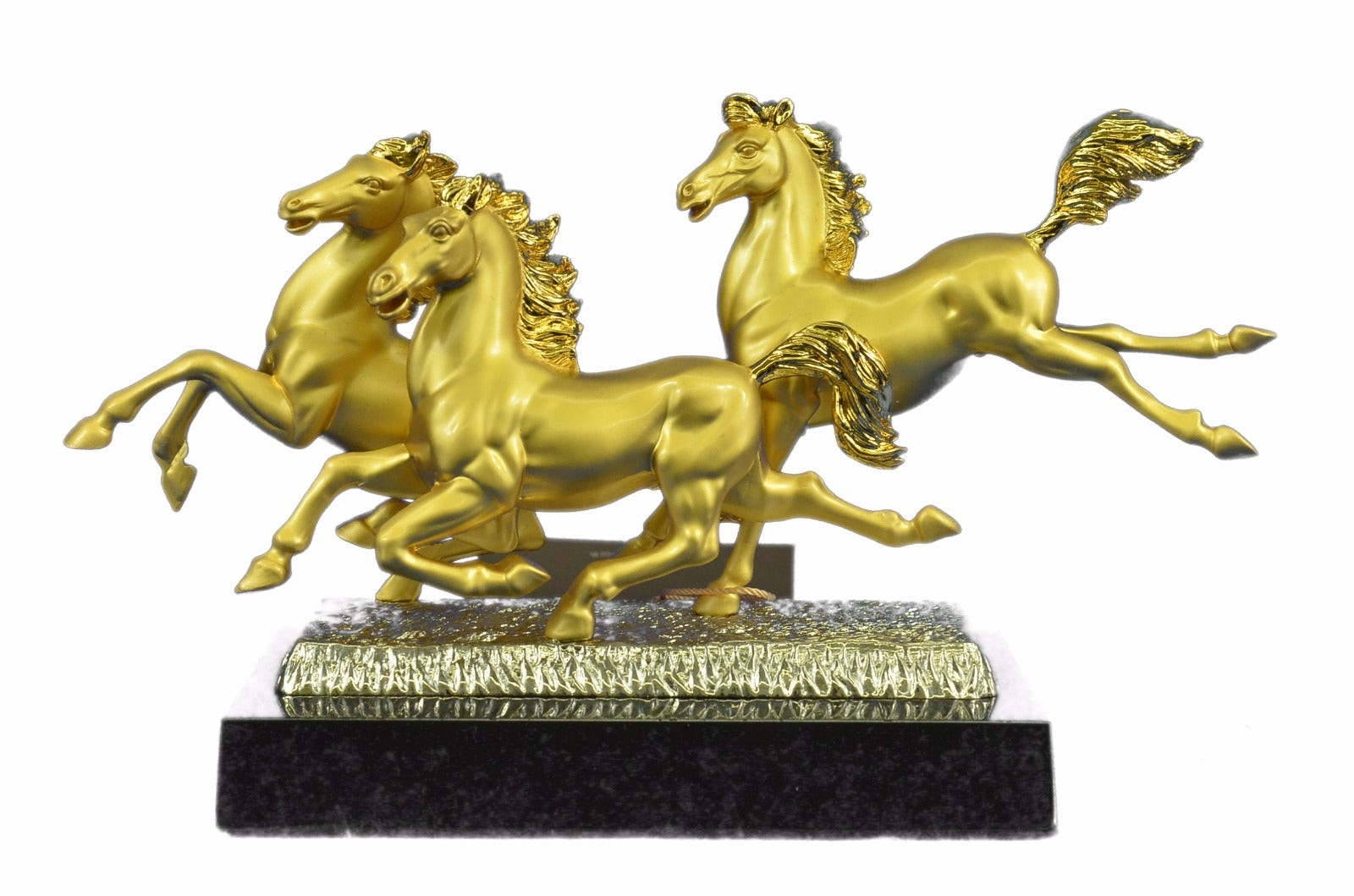 24K Gold Hot Cast Horses Classic Masterpiece Collectible Artwork Bronze Figurine