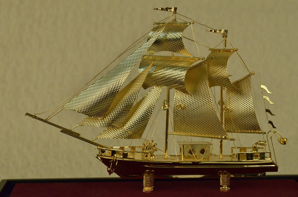 CLEARANCE SALE 24K Gold Pirate Sailing Collector Edition Bronze Figurine