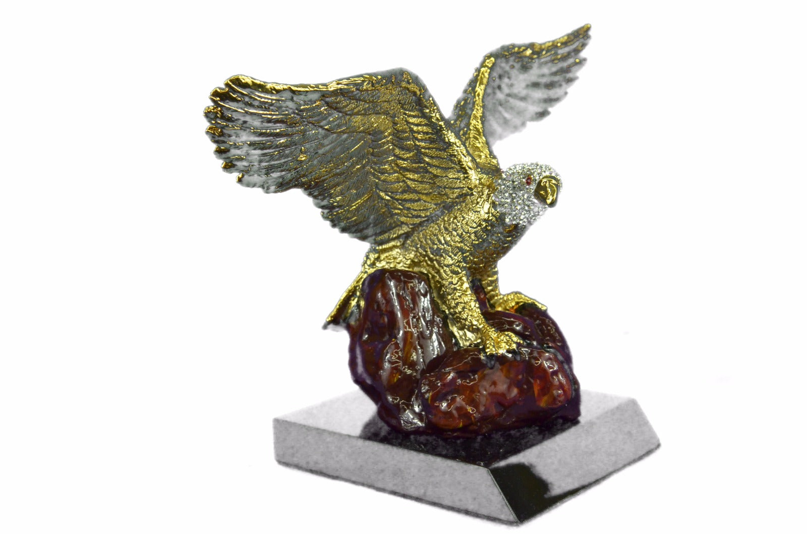 24K Gold Covered Real Bronze with Ruby and Cubic Zirconi Sculpture Statue Figure