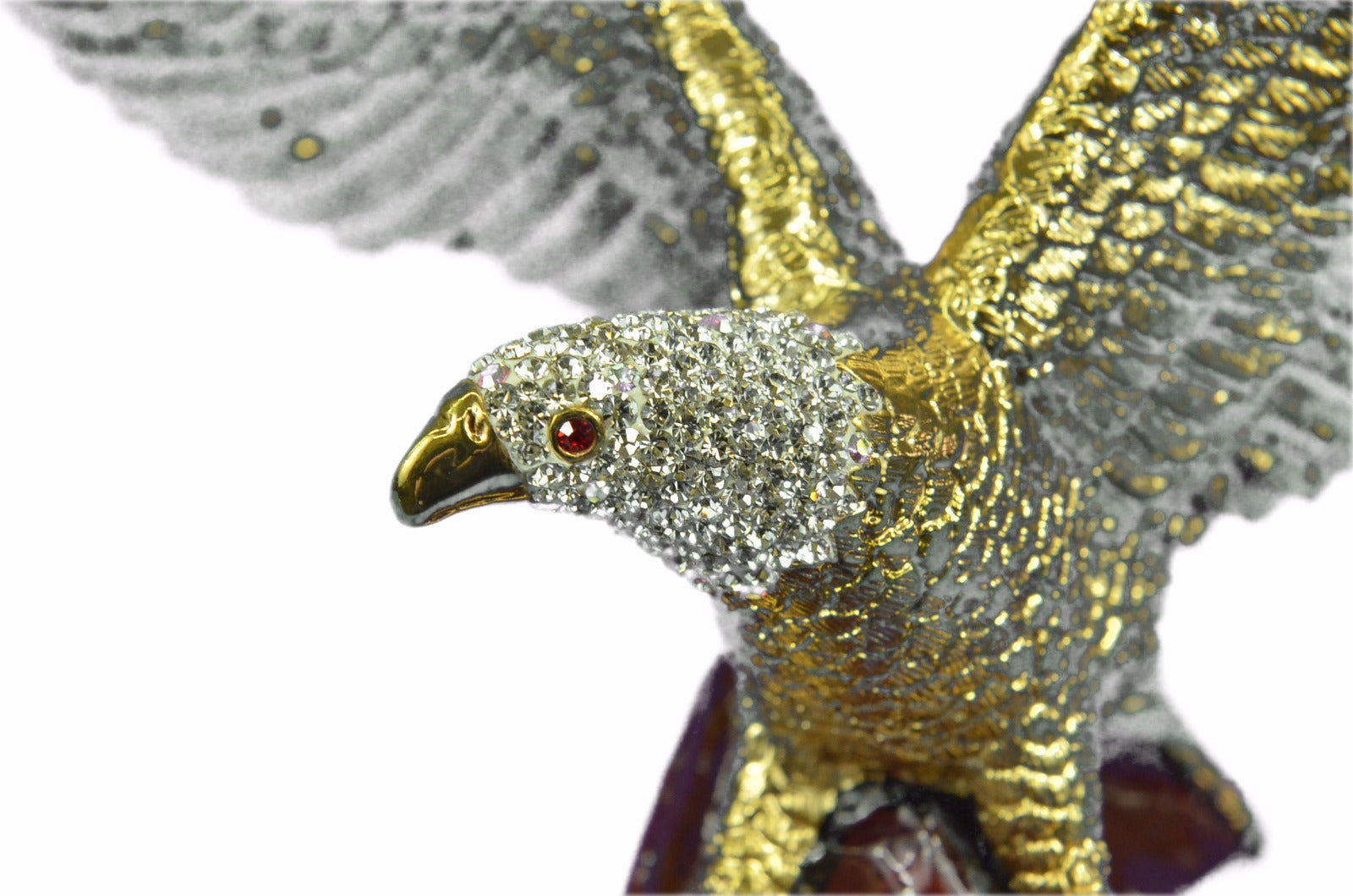 24K Gold Covered Real Bronze with Ruby and Cubic Zirconi Sculpture Statue Figure