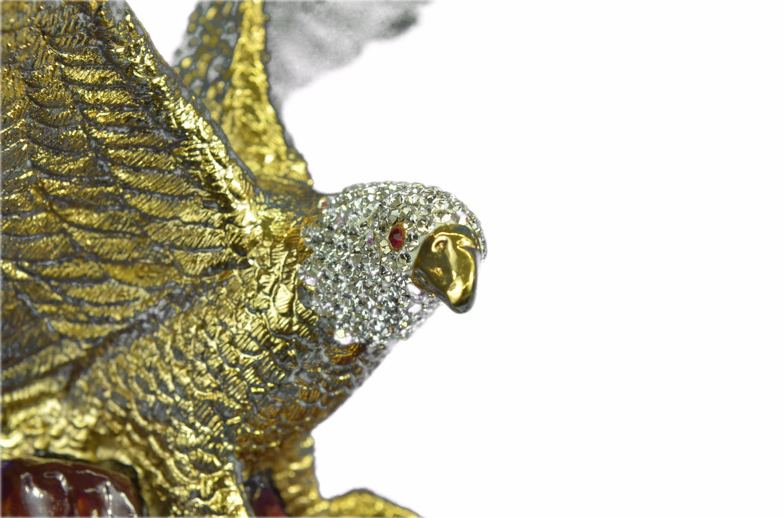 24K Gold Covered Real Bronze with Ruby and Cubic Zirconi Sculpture Statue Figure