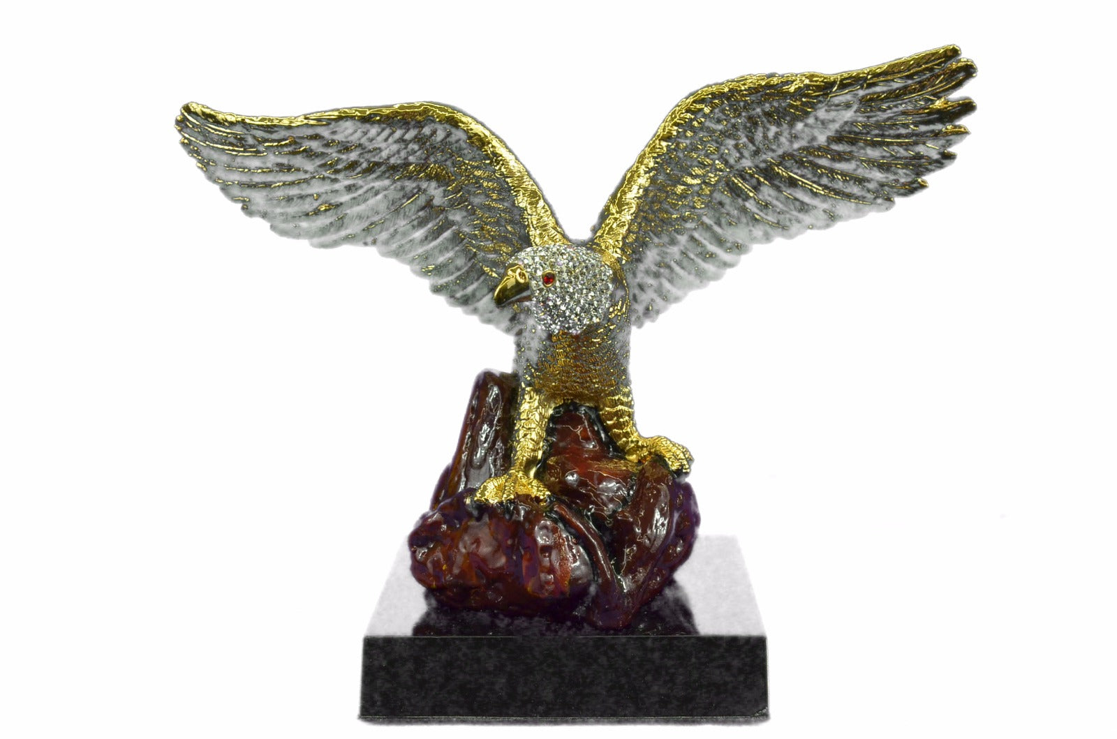 24K Gold Covered Real Bronze with Ruby and Cubic Zirconi Sculpture Statue Figure