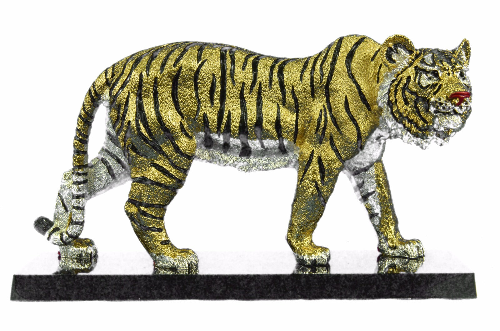 Tiger Hunt Safari Asian Wildlife Bronze Statue Sculpture 24K Gold Sculpture Gift