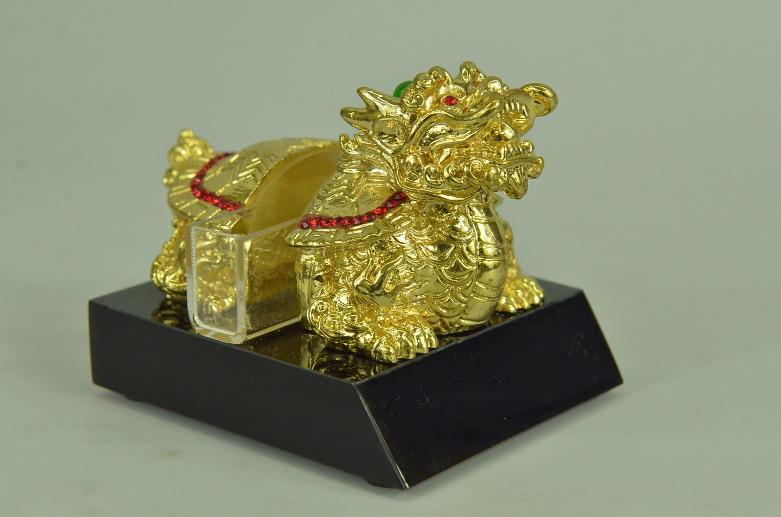 Hot Cast 24K gold Plated dragon tortoise with Rubies Jewelry Gift Valentine Day