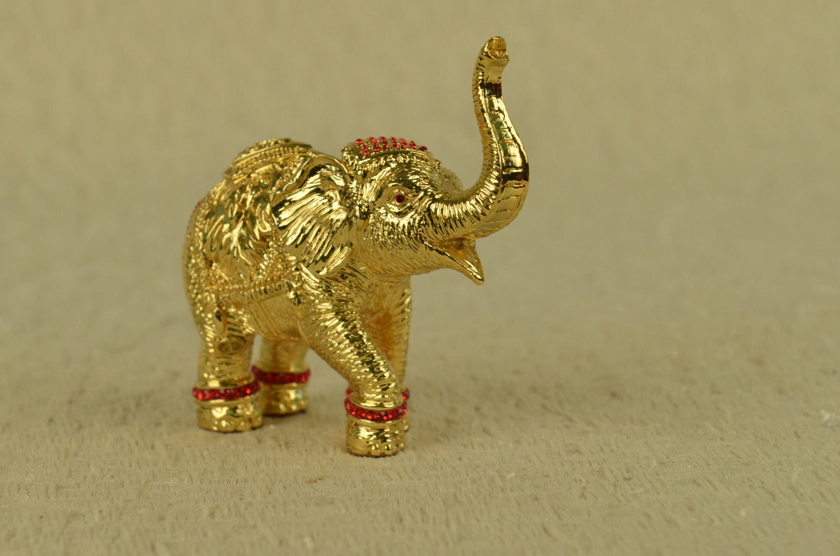 Handcrafted Elephant With Trunk Up 24K Bronze Sculpture Home Deco Figurine