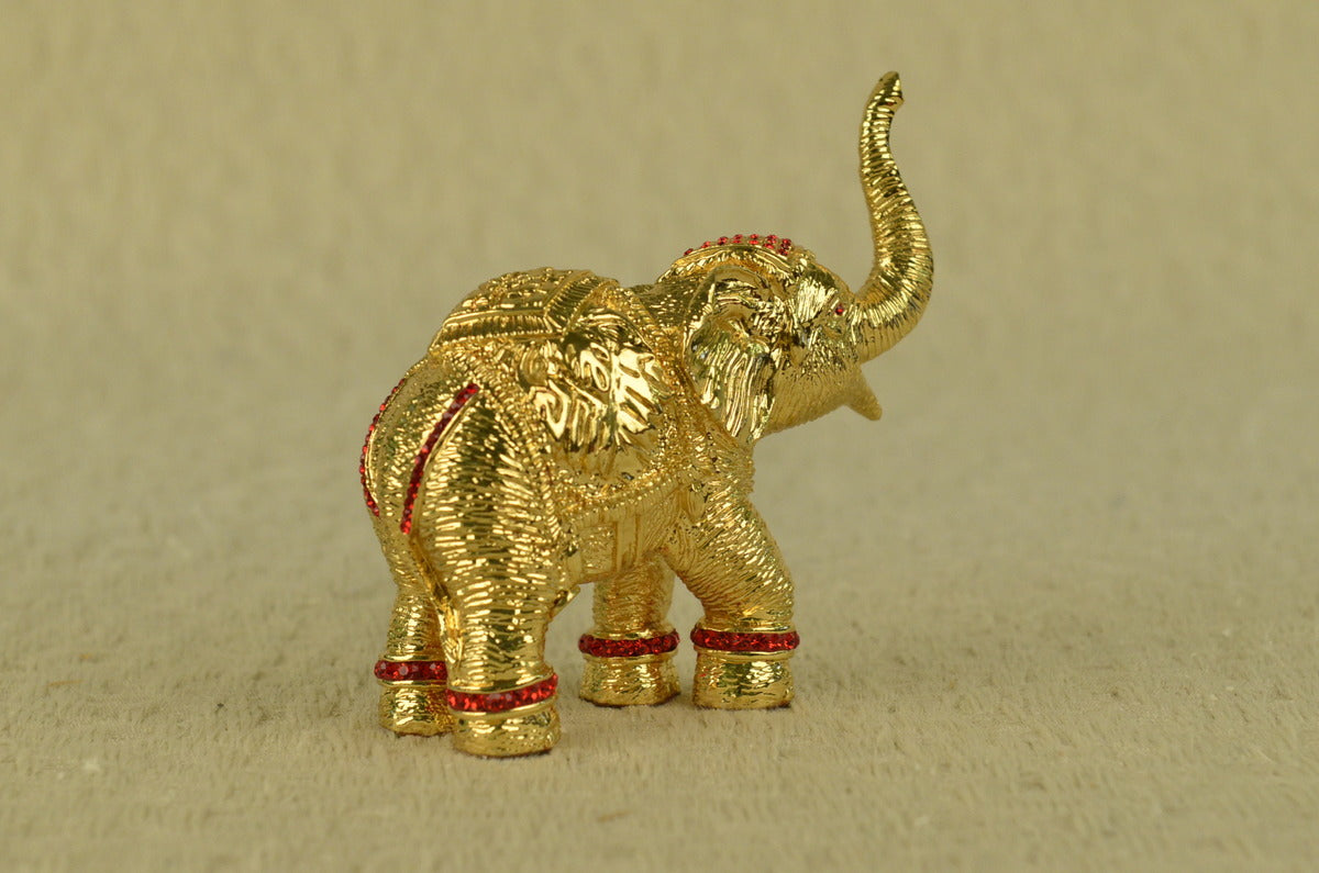 Handcrafted Elephant With Trunk Up 24K Bronze Sculpture Home Deco Figurine