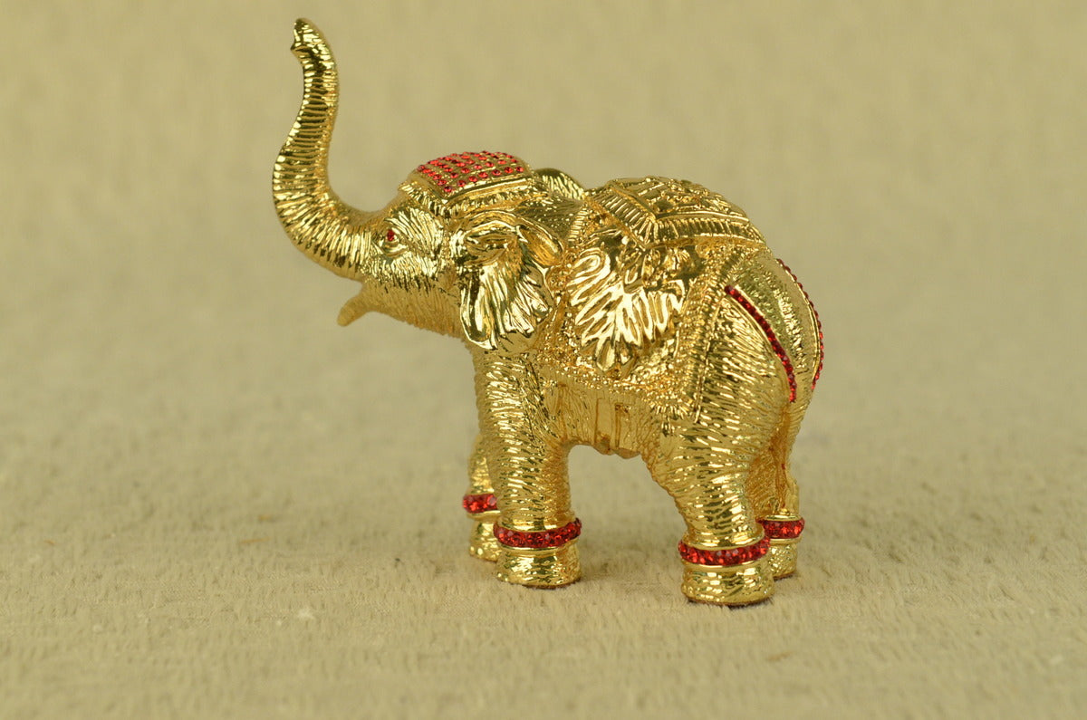 Handcrafted Elephant With Trunk Up 24K Bronze Sculpture Home Deco Figurine