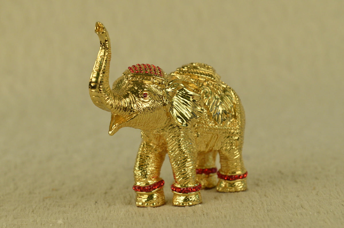 Handcrafted Elephant With Trunk Up 24K Bronze Sculpture Home Deco Figurine