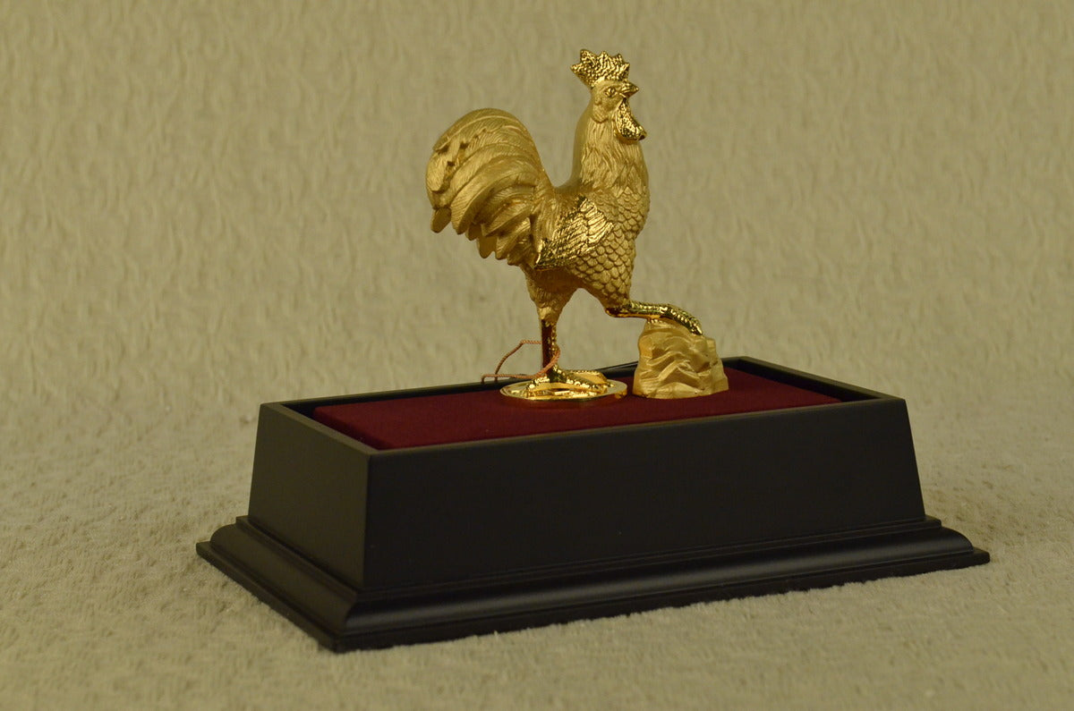Chinese Bronze Wealth Fengshui Zodiac Year Rooster Cock Statue Sculpture Gift