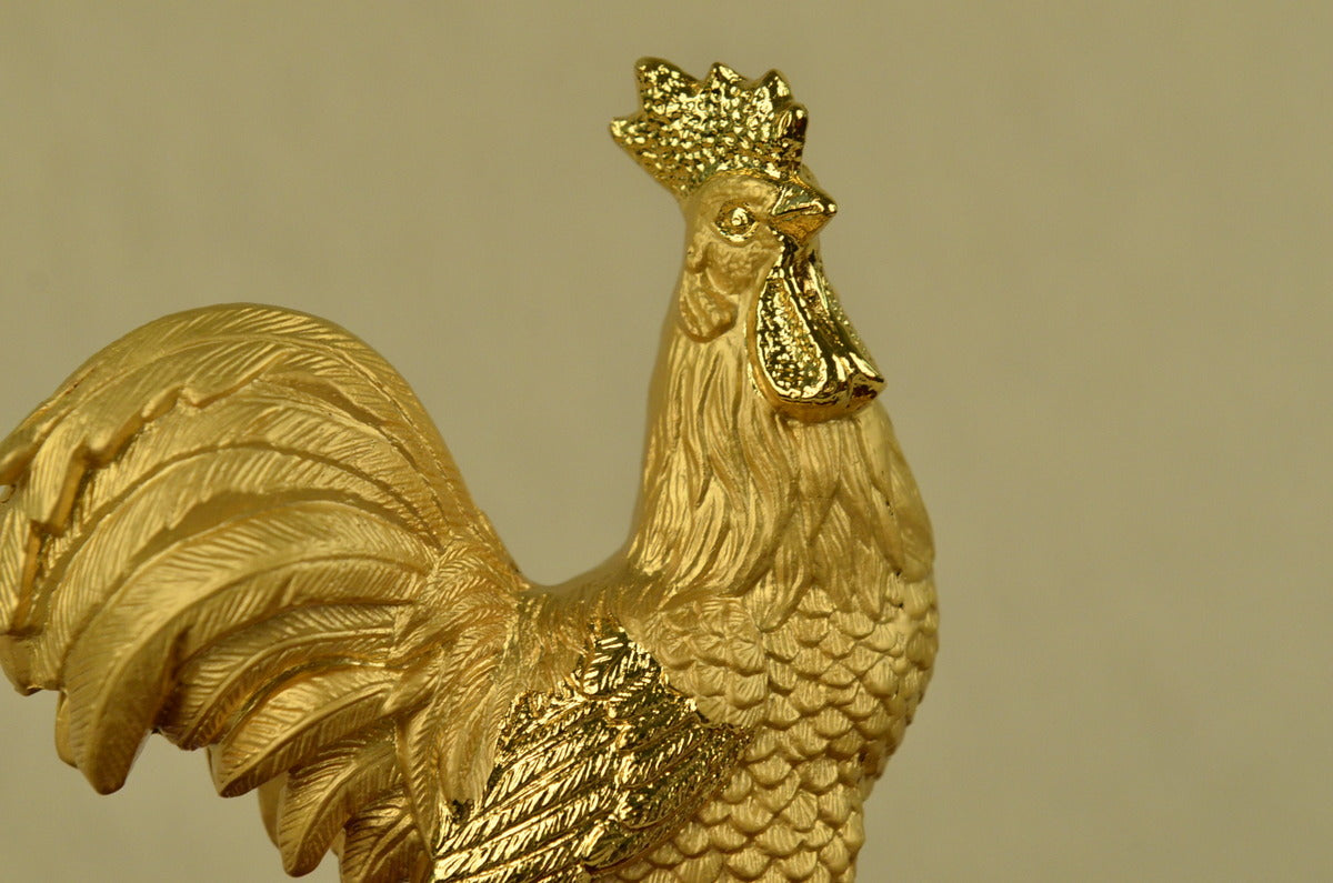 Chinese Bronze Wealth Fengshui Zodiac Year Rooster Cock Statue Sculpture Gift