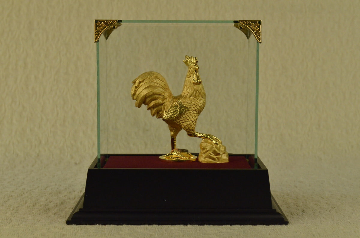 Chinese Bronze Wealth Fengshui Zodiac Year Rooster Cock Statue Sculpture Gift