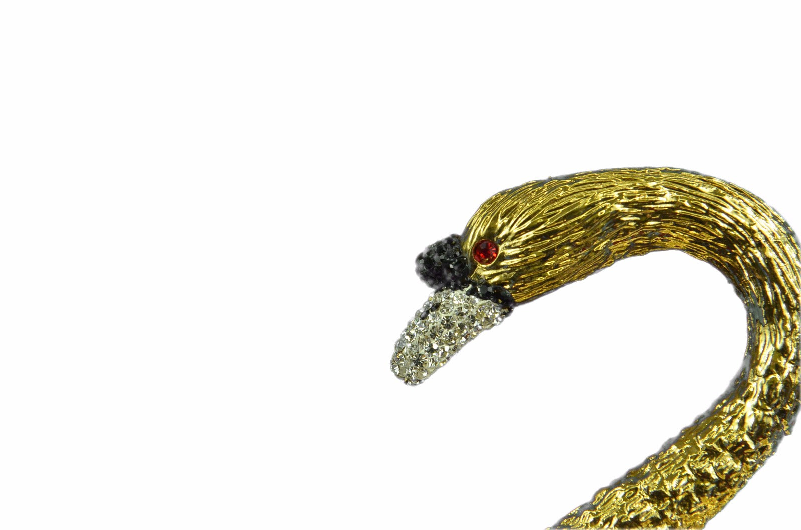 Studded Swan Showpiece 24K Gold Plated Present Bronze Sculpture Statue Figure T