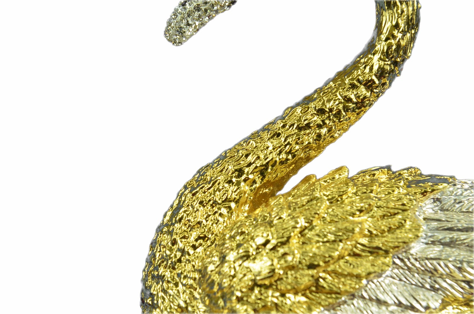 Studded Swan Showpiece 24K Gold Plated Present Bronze Sculpture Statue Figure T