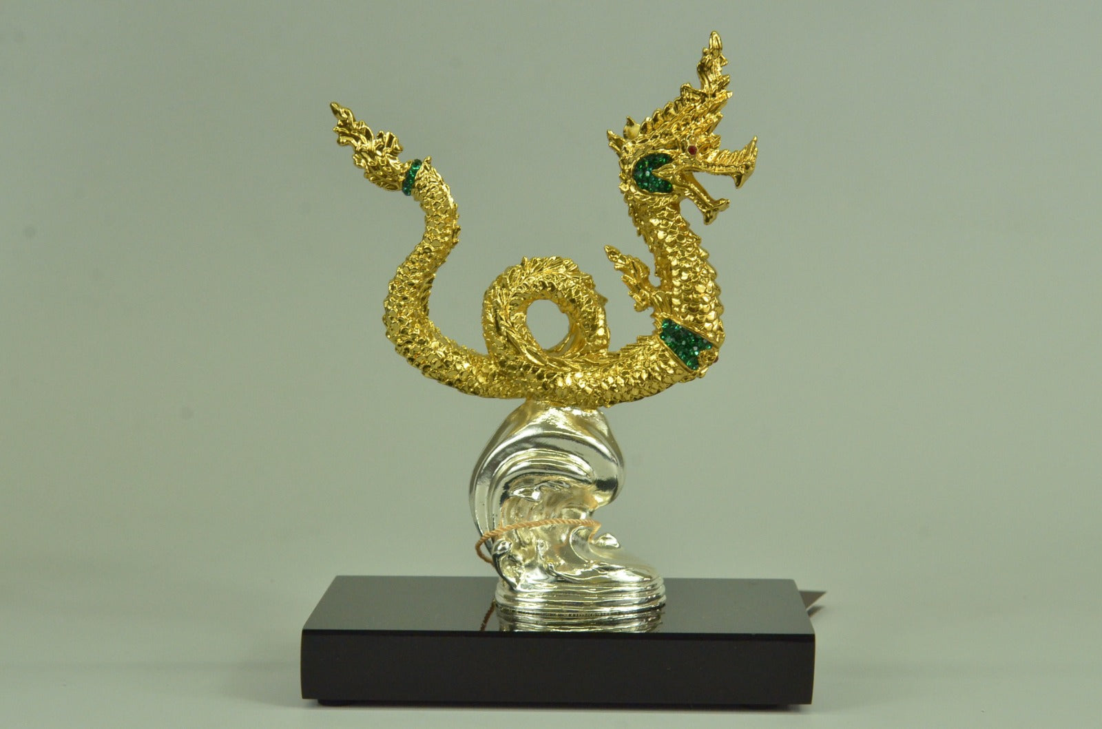 24K Gold Old Chinese Bronze Fengshui Dragon Loong Success Sculpture Statue Gift