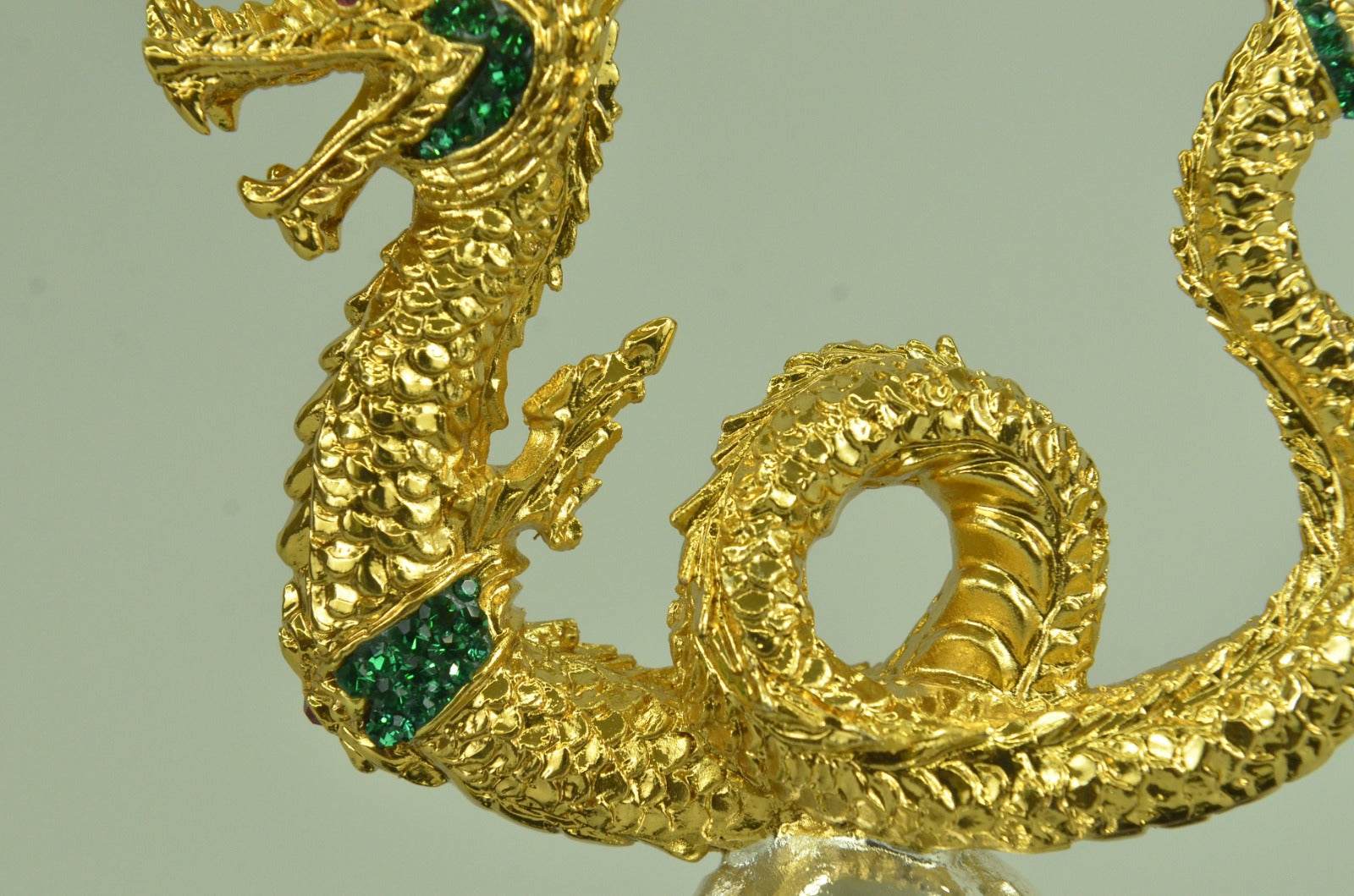 24K Gold Old Chinese Bronze Fengshui Dragon Loong Success Sculpture Statue Gift