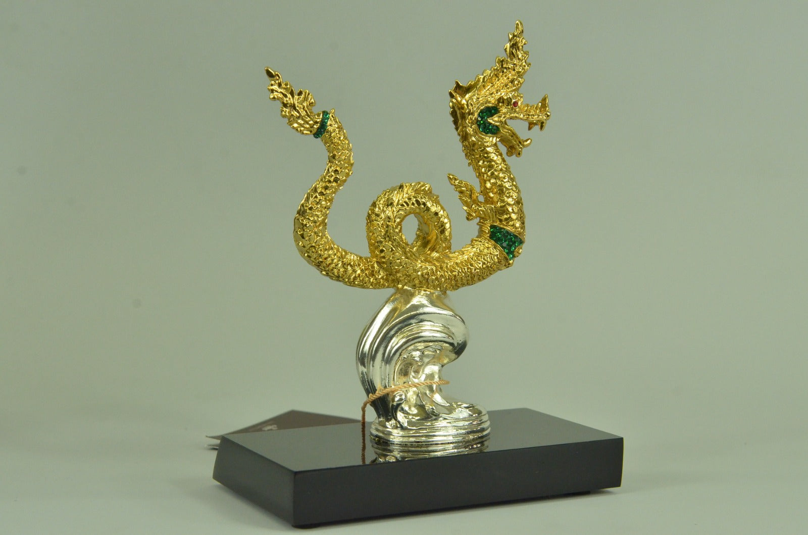 24K Gold Old Chinese Bronze Fengshui Dragon Loong Success Sculpture Statue Gift