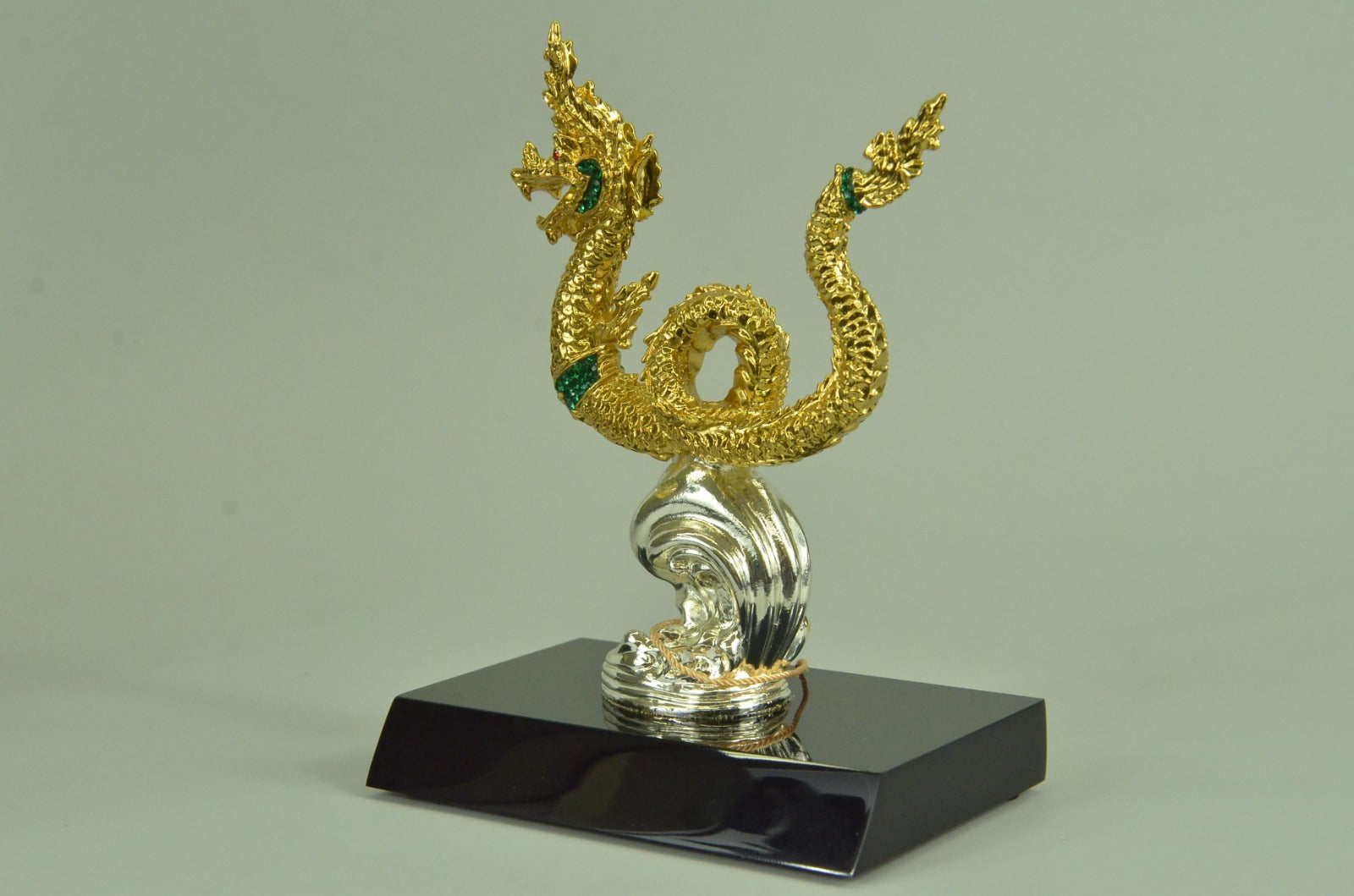 24K Gold Old Chinese Bronze Fengshui Dragon Loong Success Sculpture Statue Gift