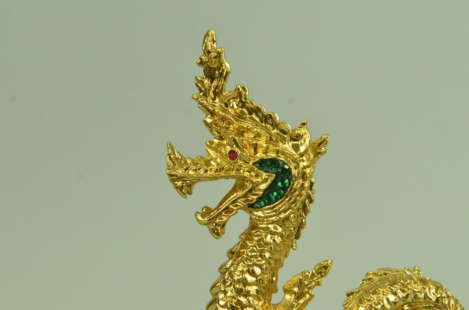 24K Gold Old Chinese Bronze Fengshui Dragon Loong Success Sculpture Statue Gift