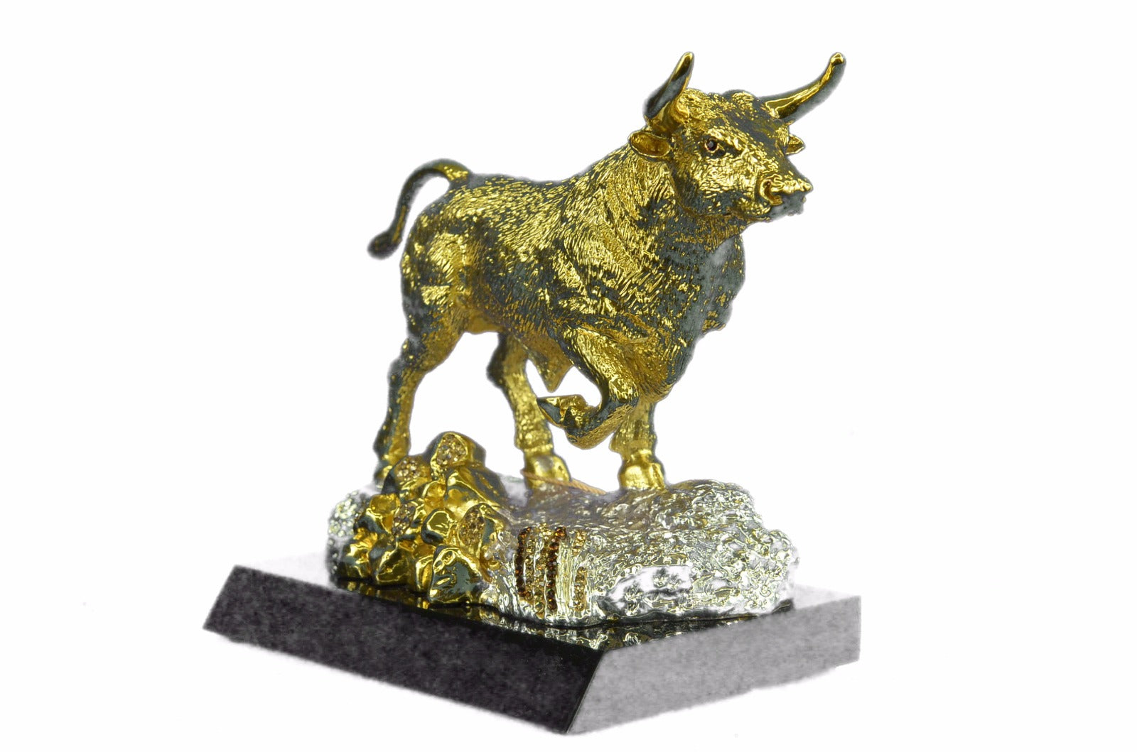 Classical Bronze Bullfight Corrida Oxen Bull Animals Statue 24K Gold Silver