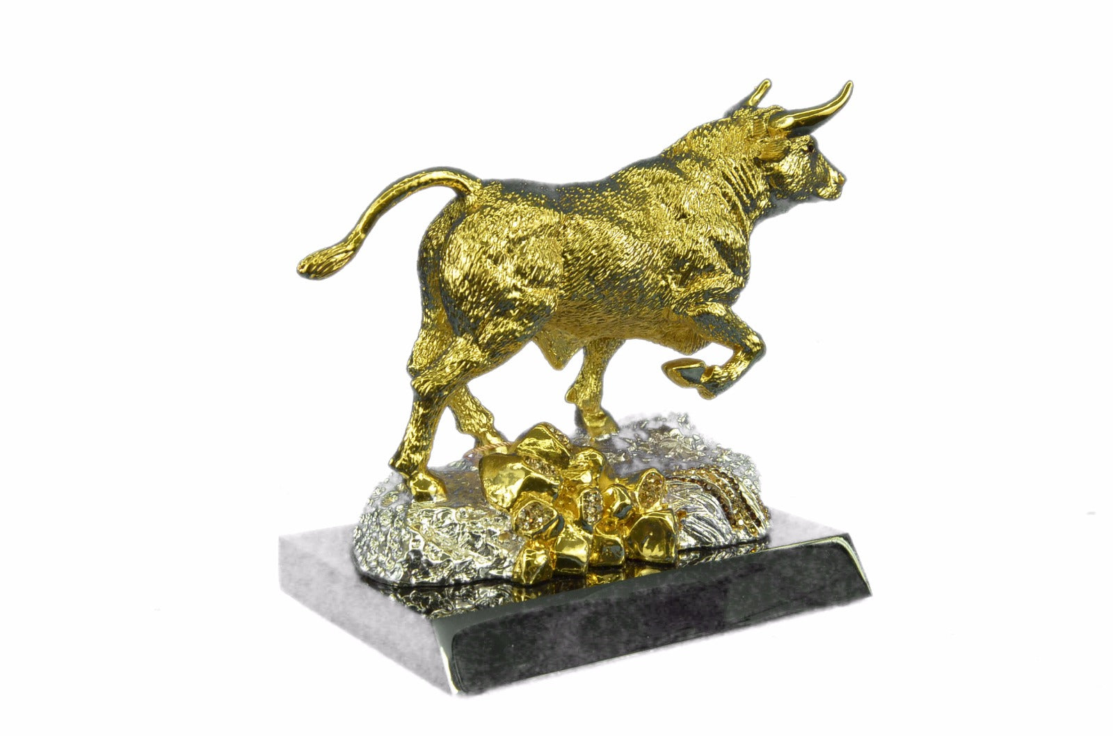Classical Bronze Bullfight Corrida Oxen Bull Animals Statue 24K Gold Silver