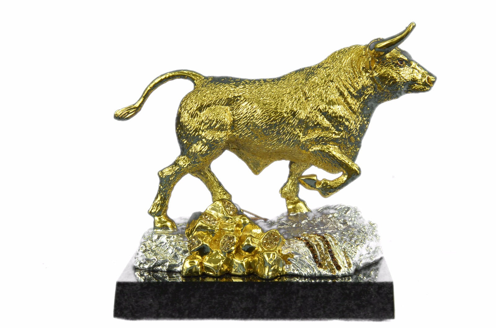 Classical Bronze Bullfight Corrida Oxen Bull Animals Statue 24K Gold Silver