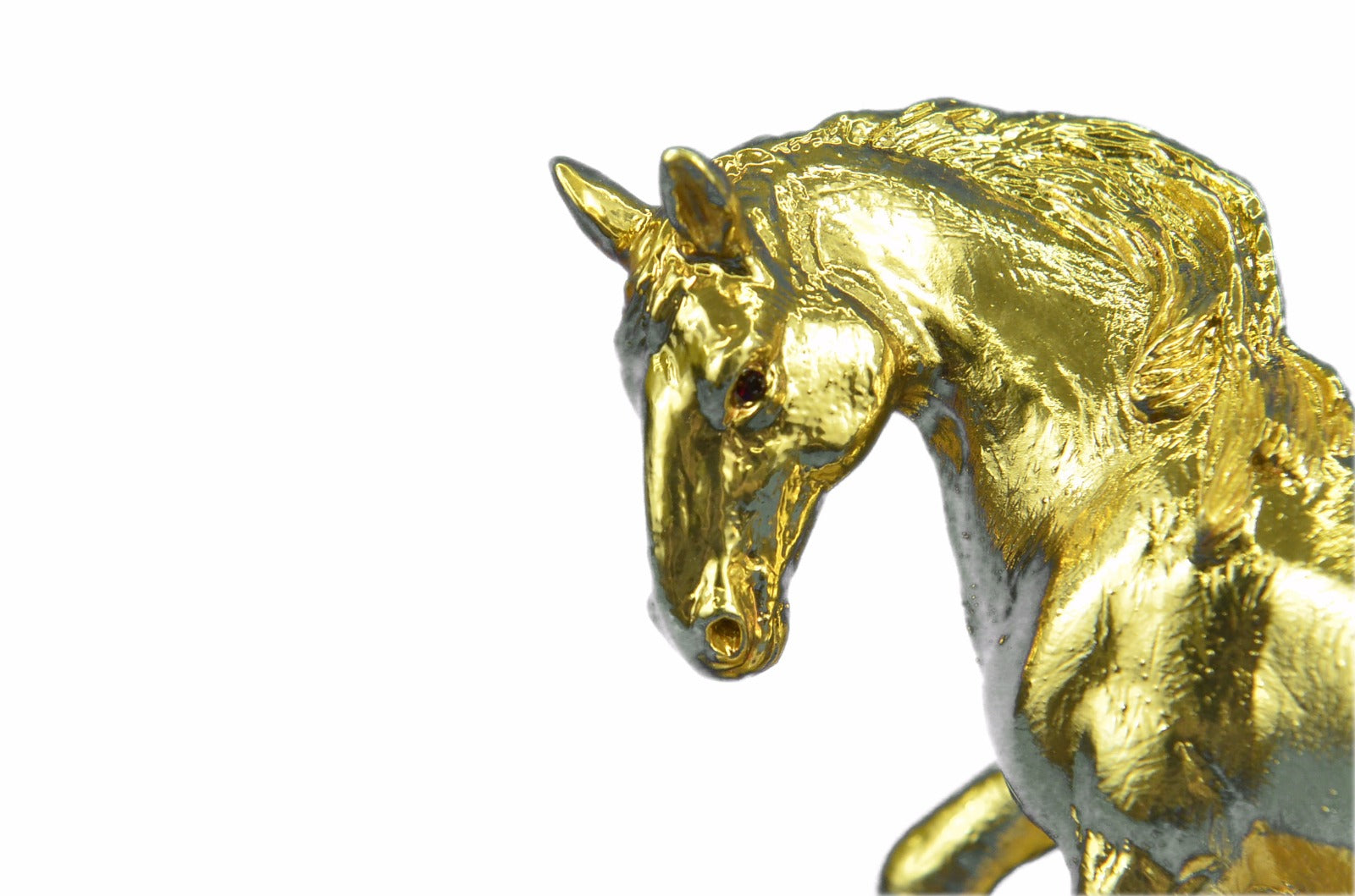 14K Gold Plated Wide Standing Horse Sculpture Bronze Statue Figurine Gift