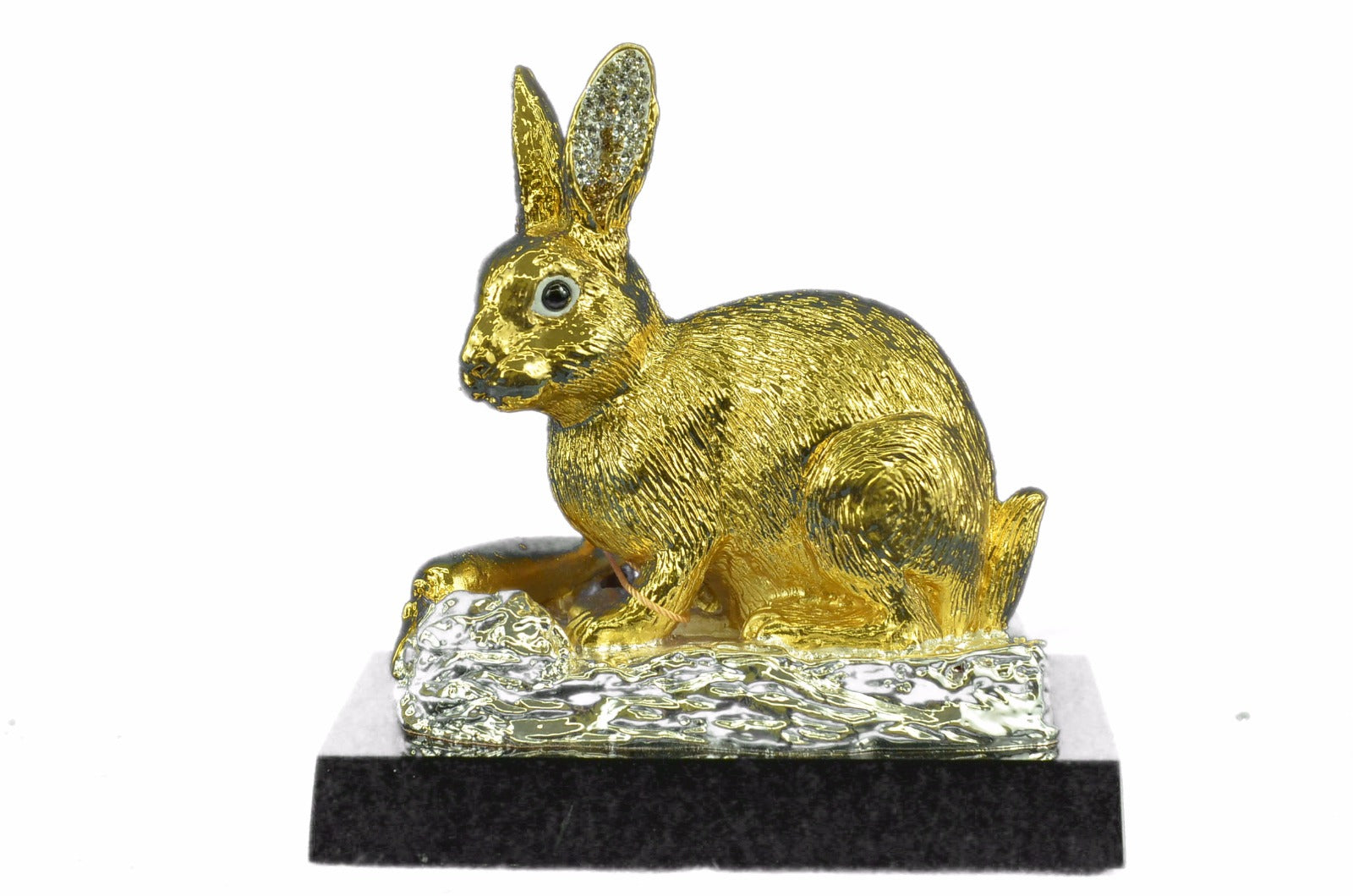 Bronze Sculpture 24K Gold Plated Hot Cast Gentle Bunny Figurine Figure Hot Cast