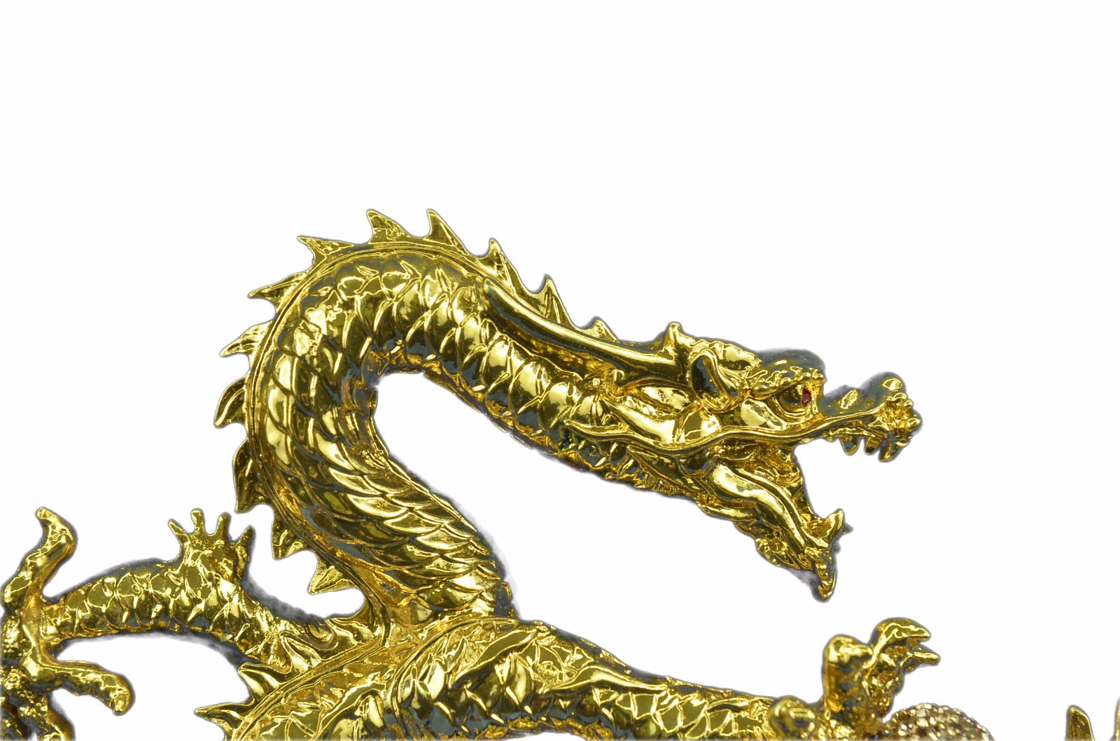 Long Royal Bronze 24k gild Cloisonne carved dragon Phoenix God Figurine Gift