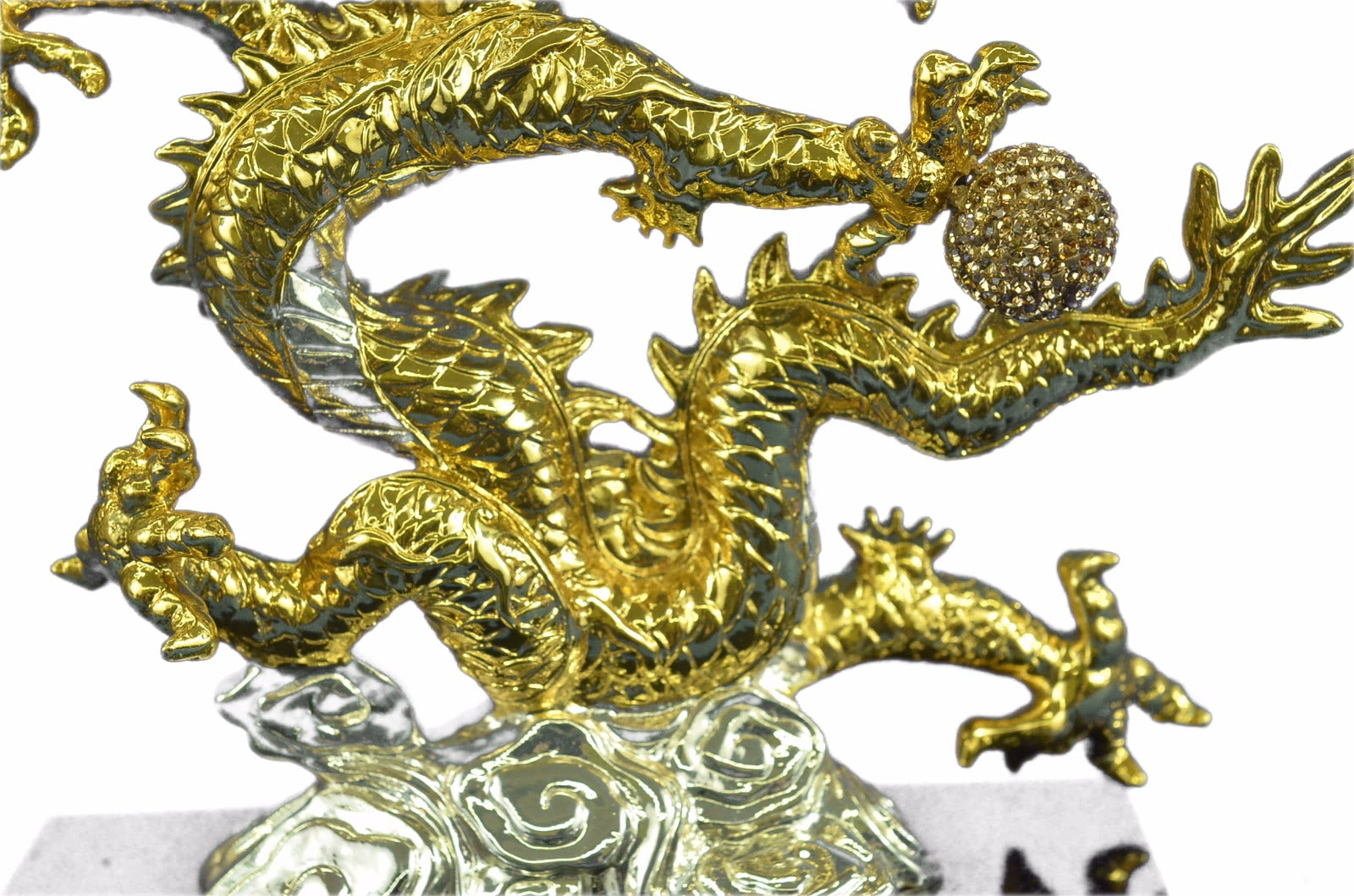Long Royal Bronze 24k gild Cloisonne carved dragon Phoenix God Figurine Gift