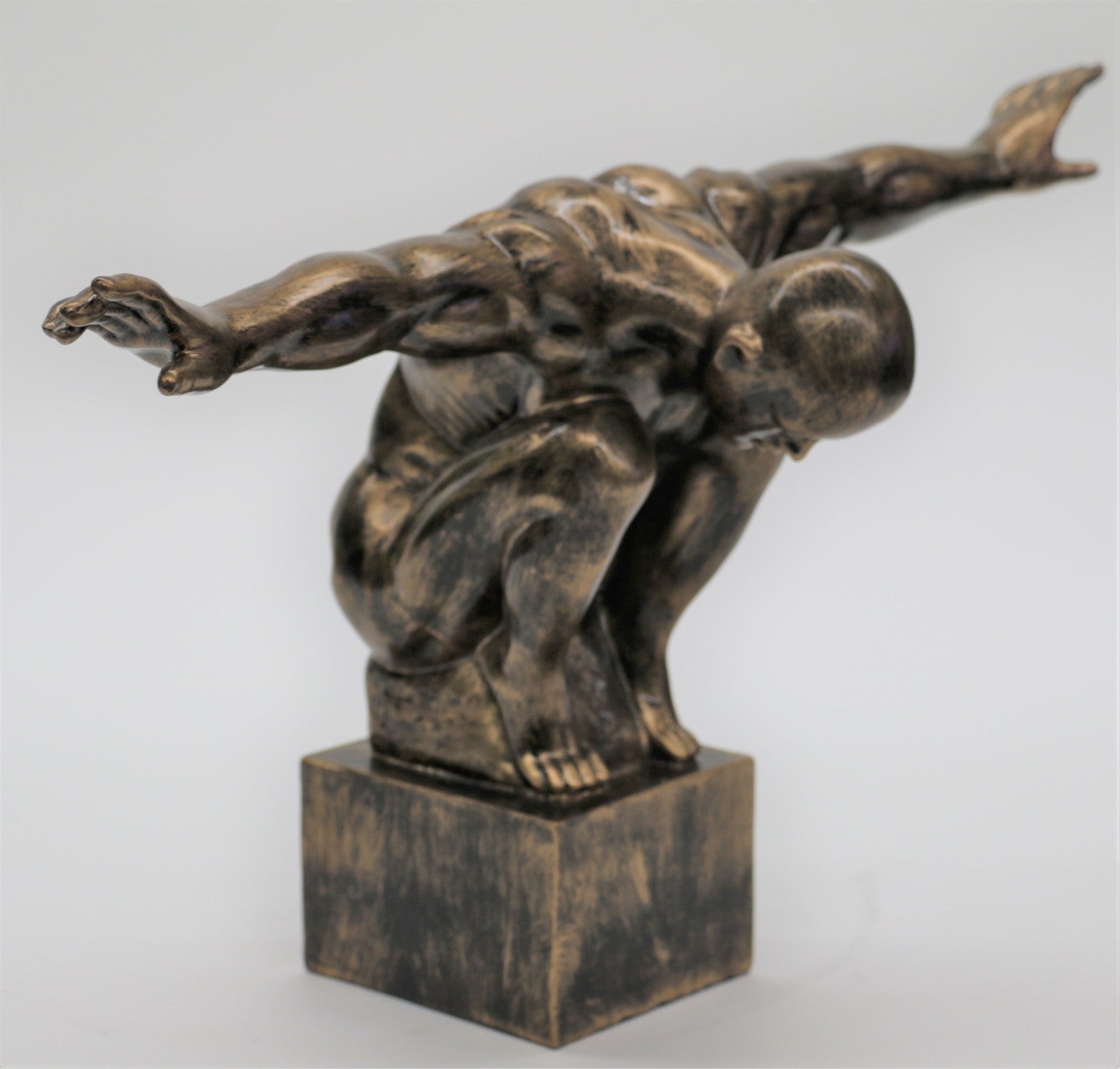 Male Nude Diver Yoga Praying Man Bronze Statue Sculpture Figurine Art Cold Cast