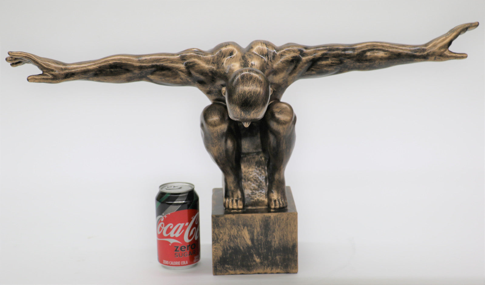 Male Nude Diver Yoga Praying Man Bronze Statue Sculpture Figurine Art Cold Cast