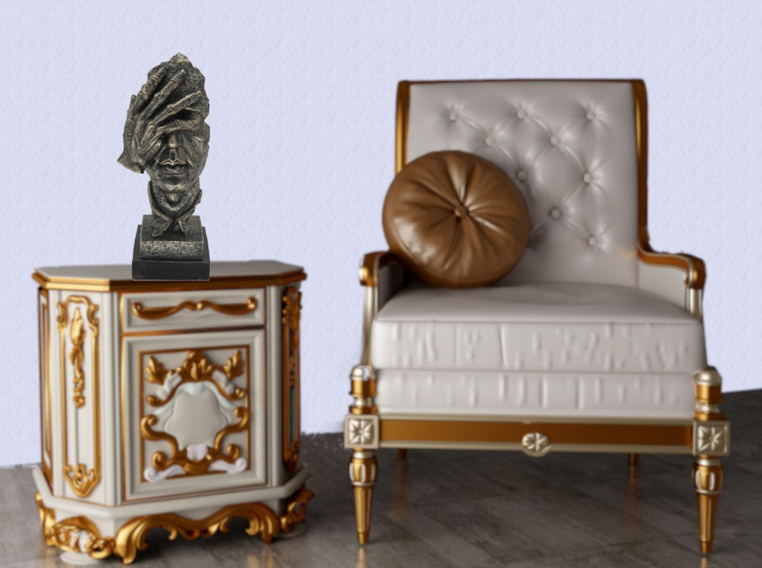 SHAME ON ME Bronze Effect Hand Over Face Mask Sculpture Home Office Decor