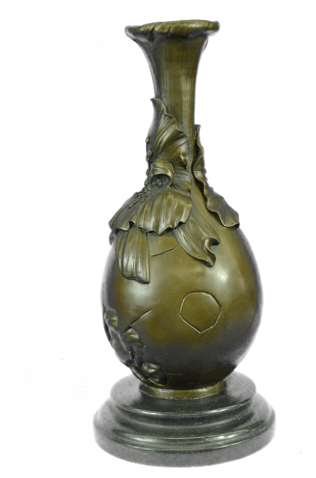 Handcrafted bronze sculpture SALE Floral Face Pretty Nouveau Art Callot Signed