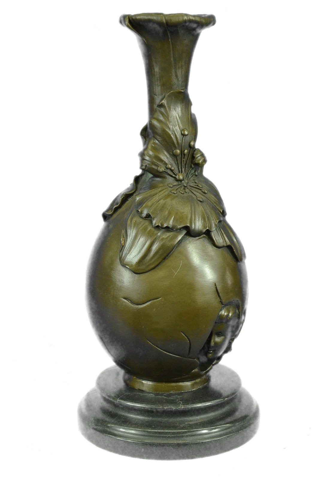 Handcrafted bronze sculpture SALE Floral Face Pretty Nouveau Art Callot Signed