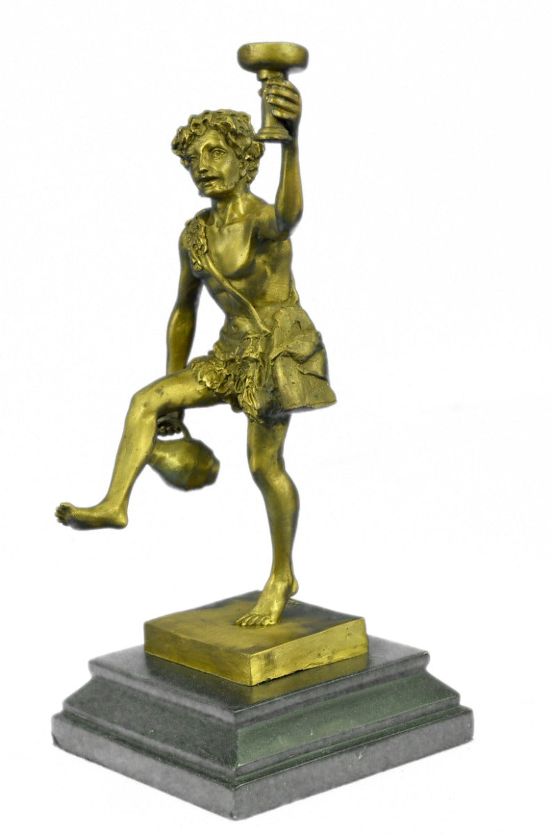Handcrafted bronze sculpture SALE Wine Boy Bacchus Dionysus Male Nude Sensual