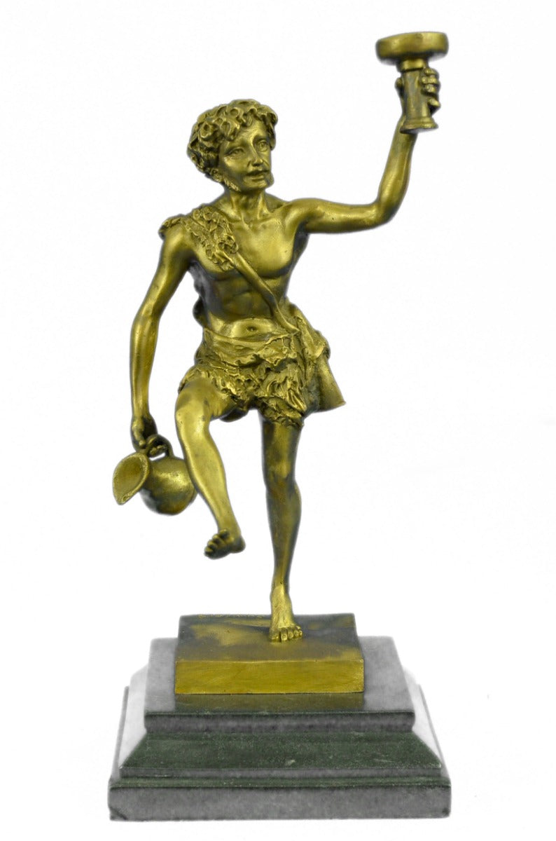 Handcrafted bronze sculpture SALE Wine Boy Bacchus Dionysus Male Nude Sensual