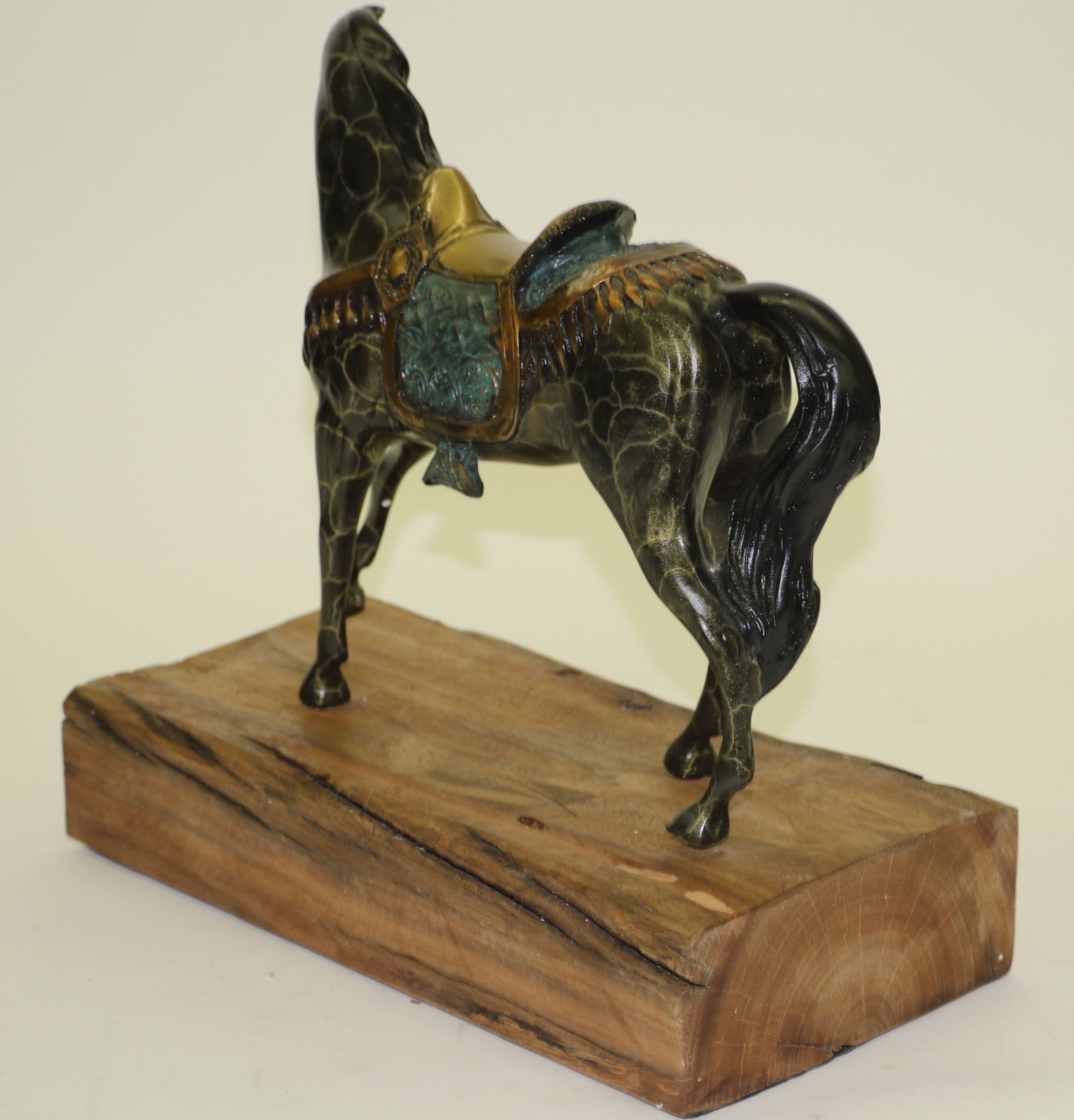 Miguel Lopez Bronze Sculpture of Horse with saddle Brown patina Beautiful Artwork