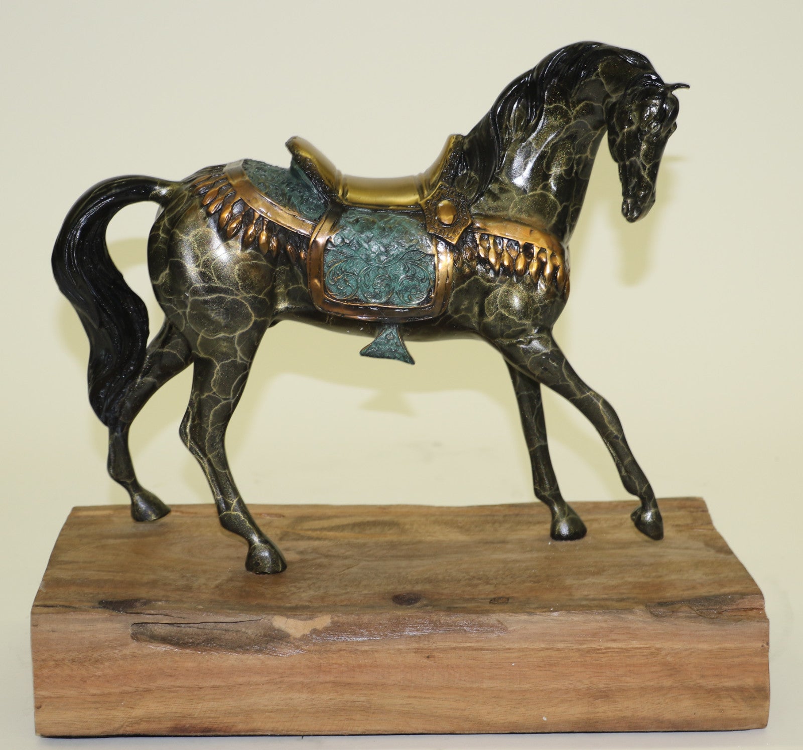 Miguel Lopez Bronze Sculpture of Horse with saddle Brown patina Beautiful Artwork