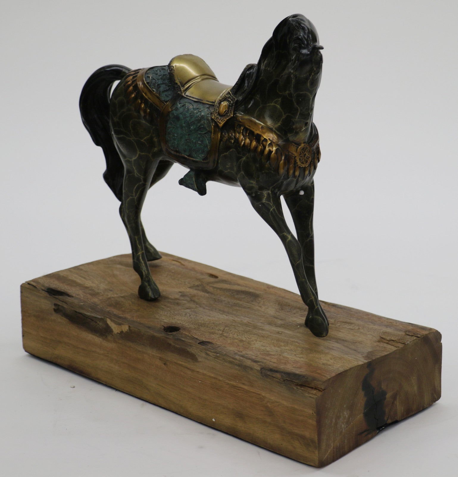 Miguel Lopez Bronze Sculpture of Horse with saddle Brown patina Beautiful Artwork