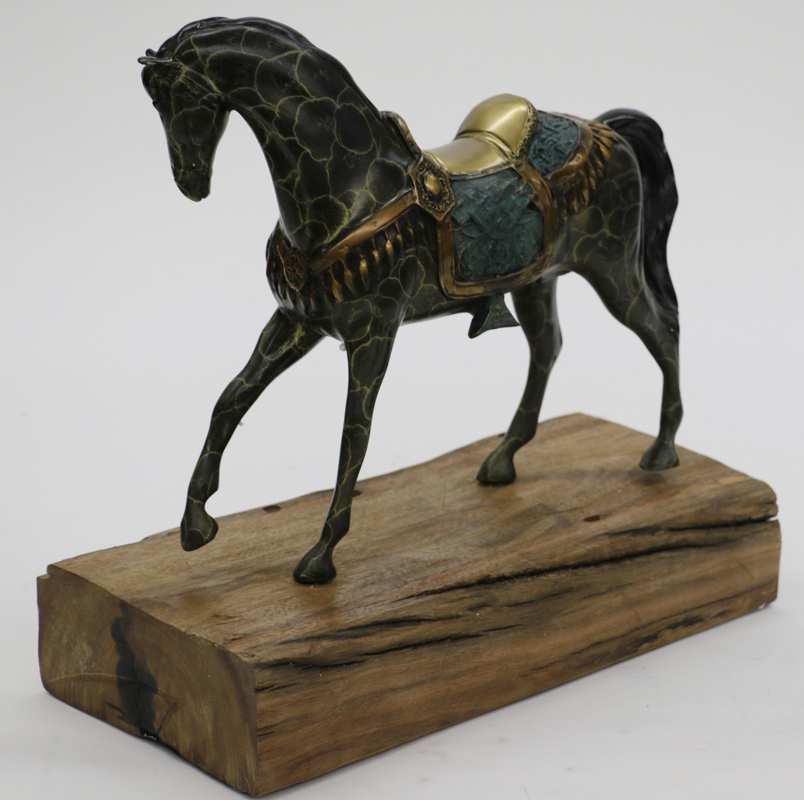 Miguel Lopez Bronze Sculpture of Horse with saddle Brown patina Beautiful Artwork