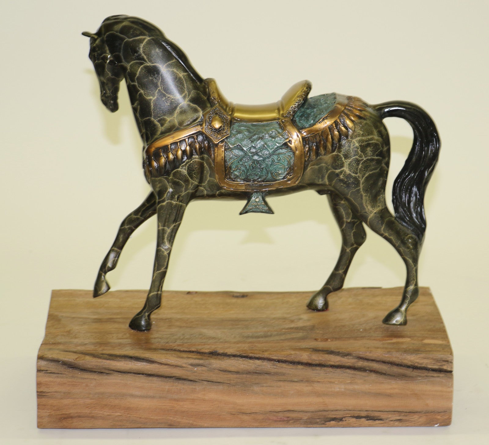 Miguel Lopez Bronze Sculpture of Horse with saddle Brown patina Beautiful Artwork