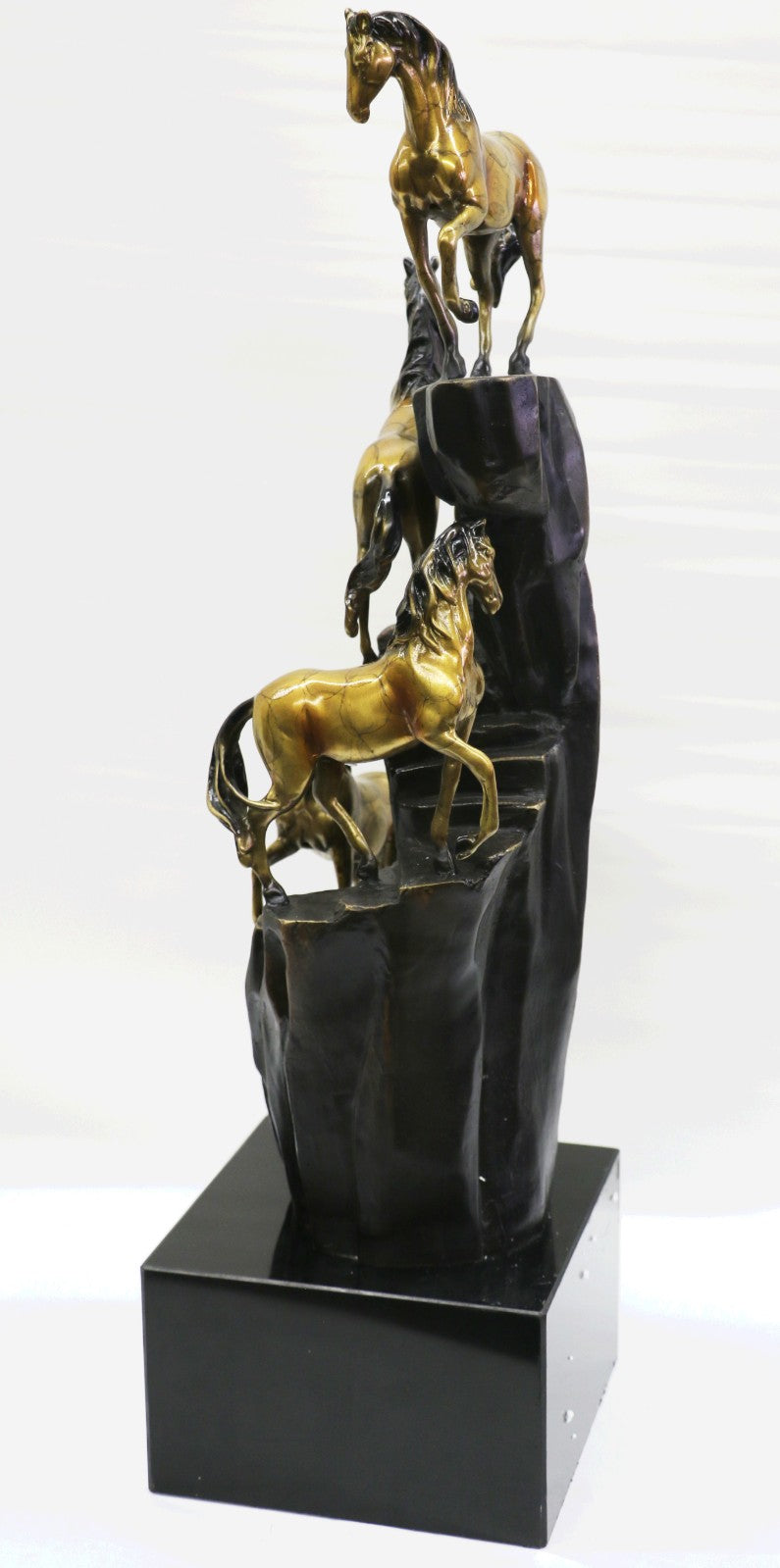 Art Deco Western Memorabilia Horses on The Hill Bronze Sculpture Home Decor