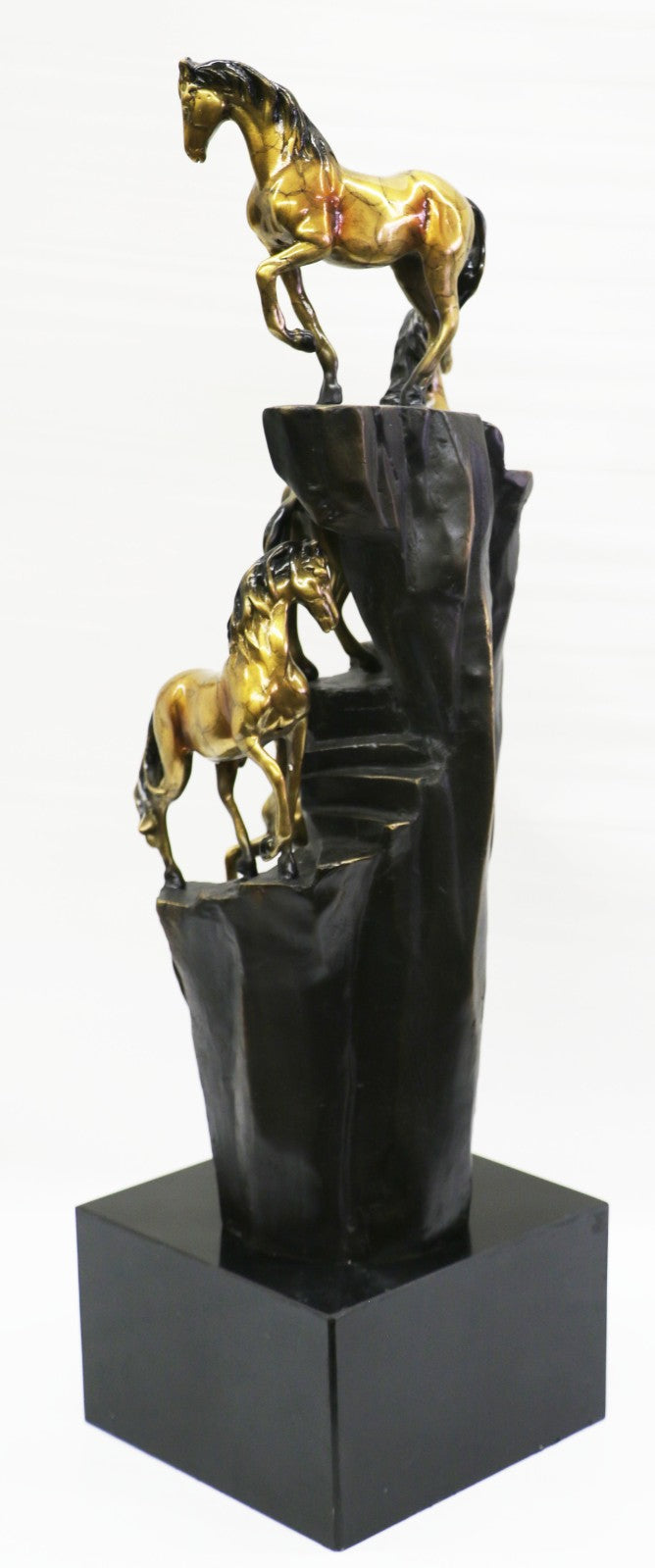 Art Deco Western Memorabilia Horses on The Hill Bronze Sculpture Home Decor
