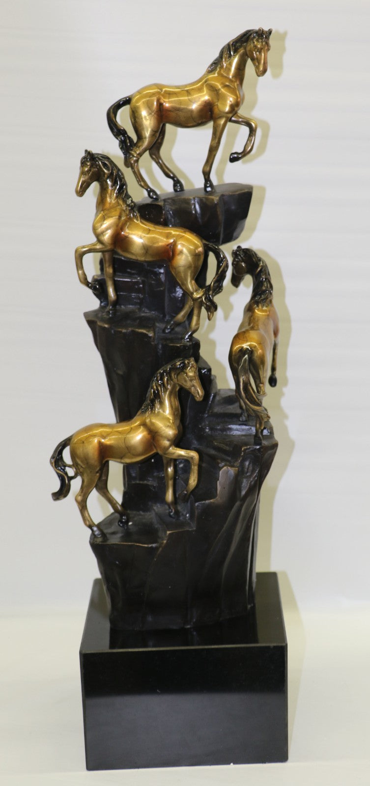 Art Deco Western Memorabilia Horses on The Hill Bronze Sculpture Home Decor
