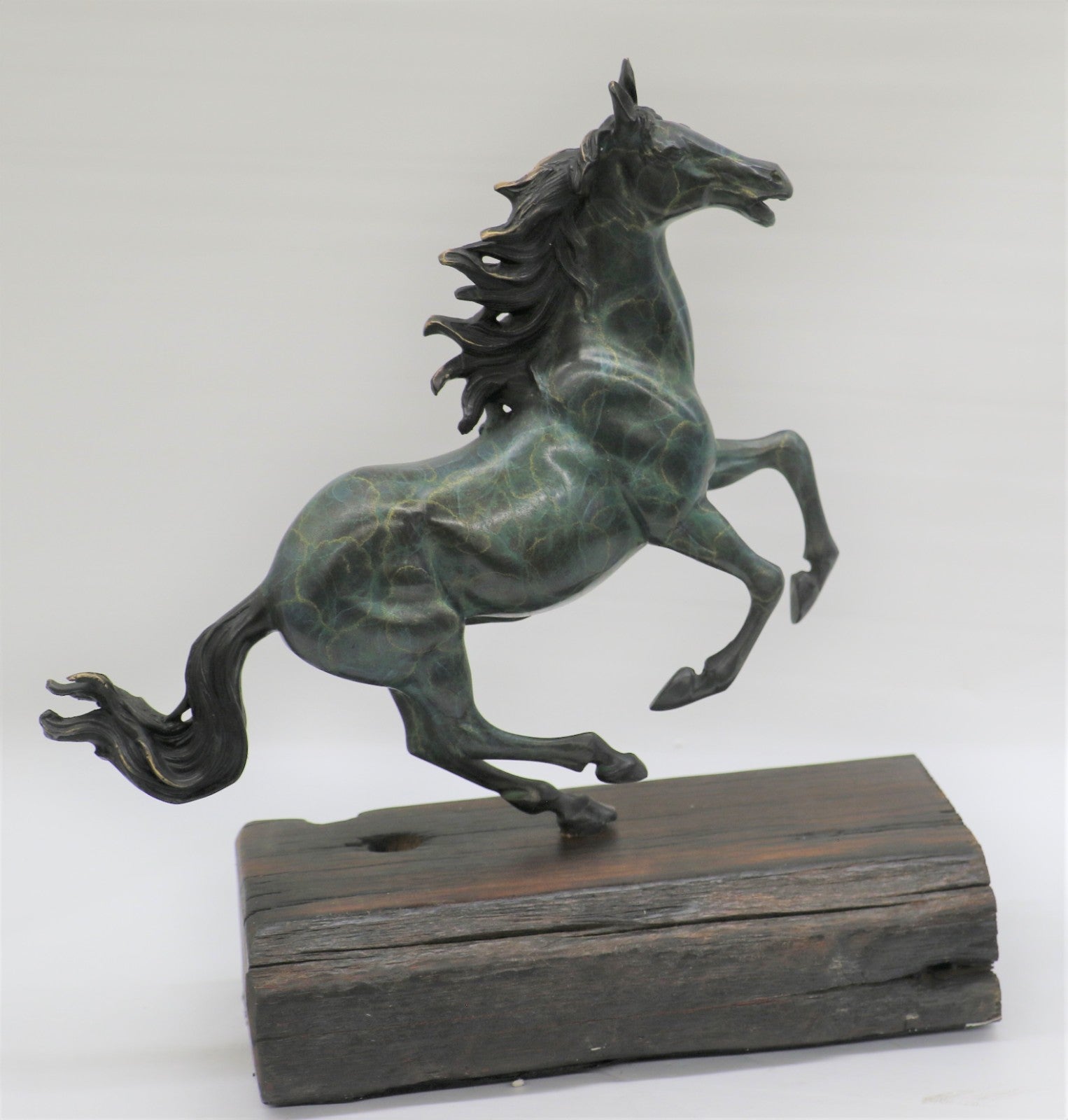 Thoroughbred Rearing Horse Trainer Equestrian Farm Art Deco Bronze Statue Gift