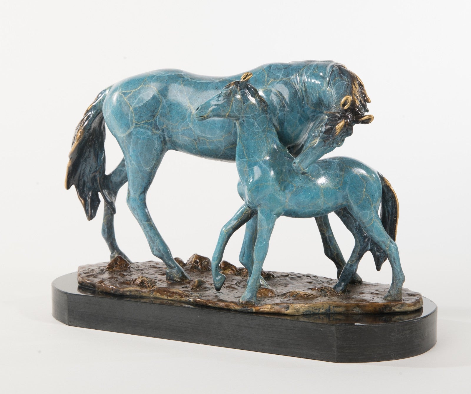 Horse Lover Foal Mother Barn Farm Ranch Art Bronze Marble Statue Trainer Gift